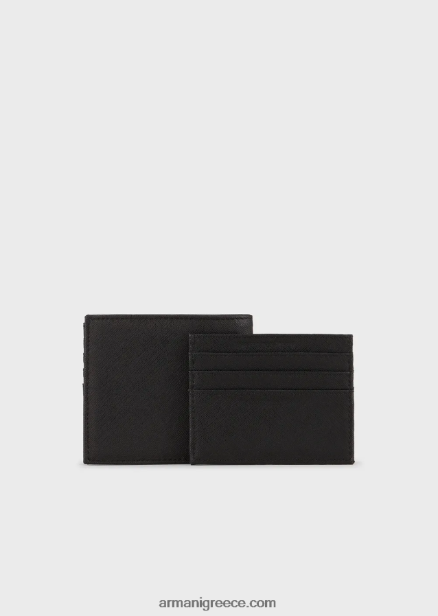 άνδρες Armani Κουτί δώρου από αναγεννημένο δέρμα με πιατέλα αετού 4046R62177 μαύρος