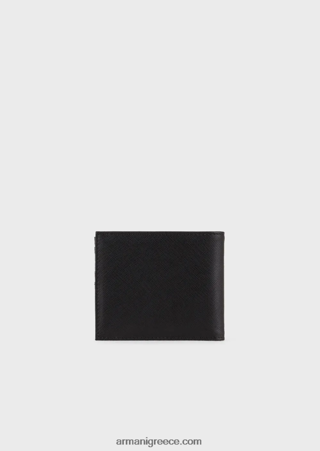 άνδρες Armani Πορτοφόλι από αναγεννημένο δέρμα με πιατέλα αετού 4046R62179 μαύρος