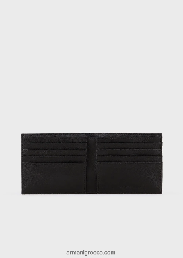 άνδρες Armani Πορτοφόλι από αναγεννημένο δέρμα με πιατέλα αετού 4046R62179 μαύρος