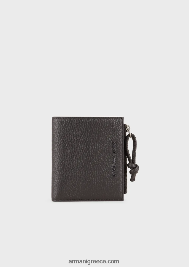 άνδρες Armani δερμάτινη κάρτα με φερμουάρ 4046R62187 σκούρο γκρίζο