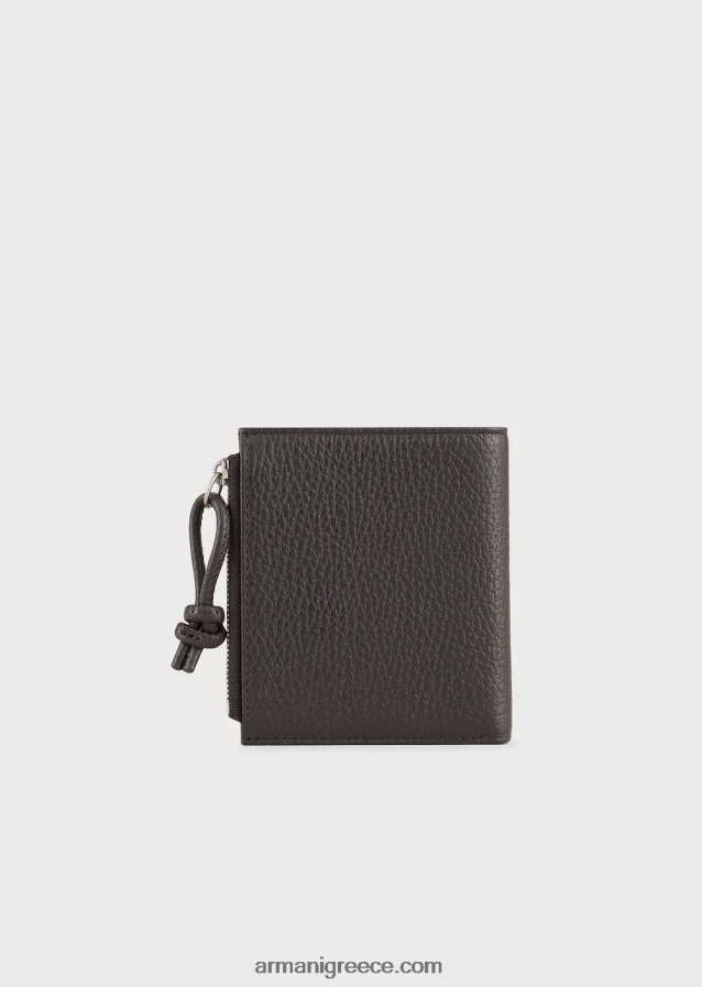 άνδρες Armani δερμάτινη κάρτα με φερμουάρ 4046R62187 σκούρο γκρίζο