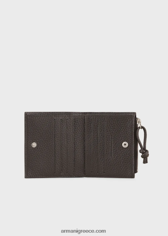 άνδρες Armani δερμάτινη κάρτα με φερμουάρ 4046R62187 σκούρο γκρίζο