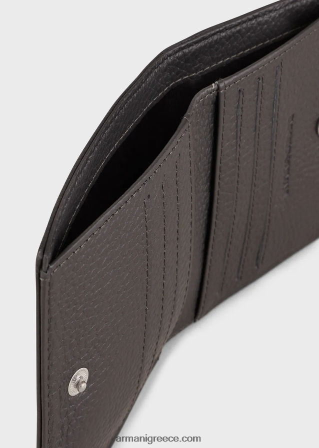 άνδρες Armani δερμάτινη κάρτα με φερμουάρ 4046R62187 σκούρο γκρίζο