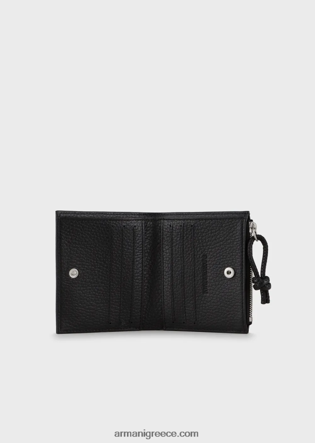 άνδρες Armani δερμάτινη κάρτα με φερμουάρ 4046R62188 μαύρος