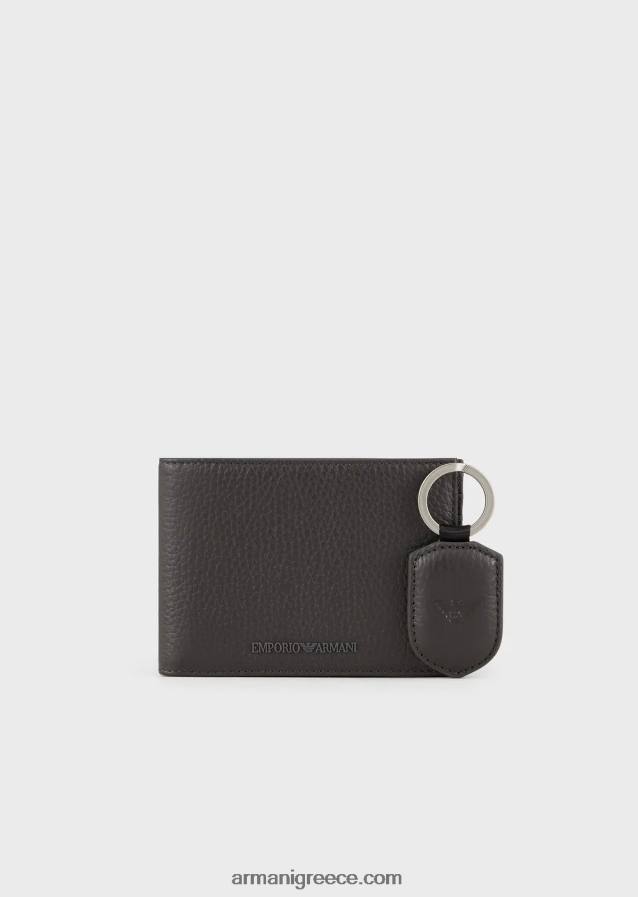 άνδρες Armani κουτί δώρου με πορτοφόλι και μπρελόκ από δέρμα 4046R62189 μαύρο 2