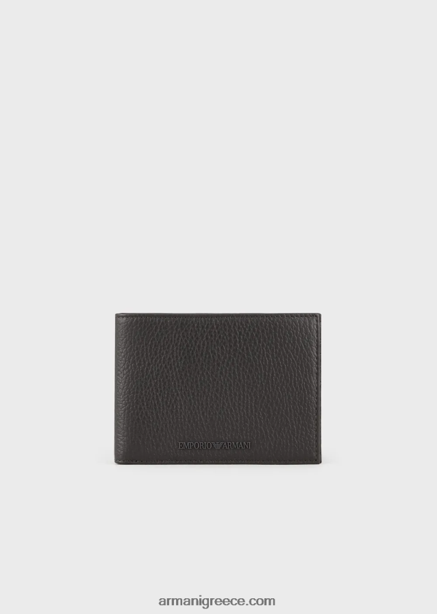άνδρες Armani δερμάτινο πορτοφόλι οριζόντιας σχεδίασης 4046R62191 σκούρο γκρίζο