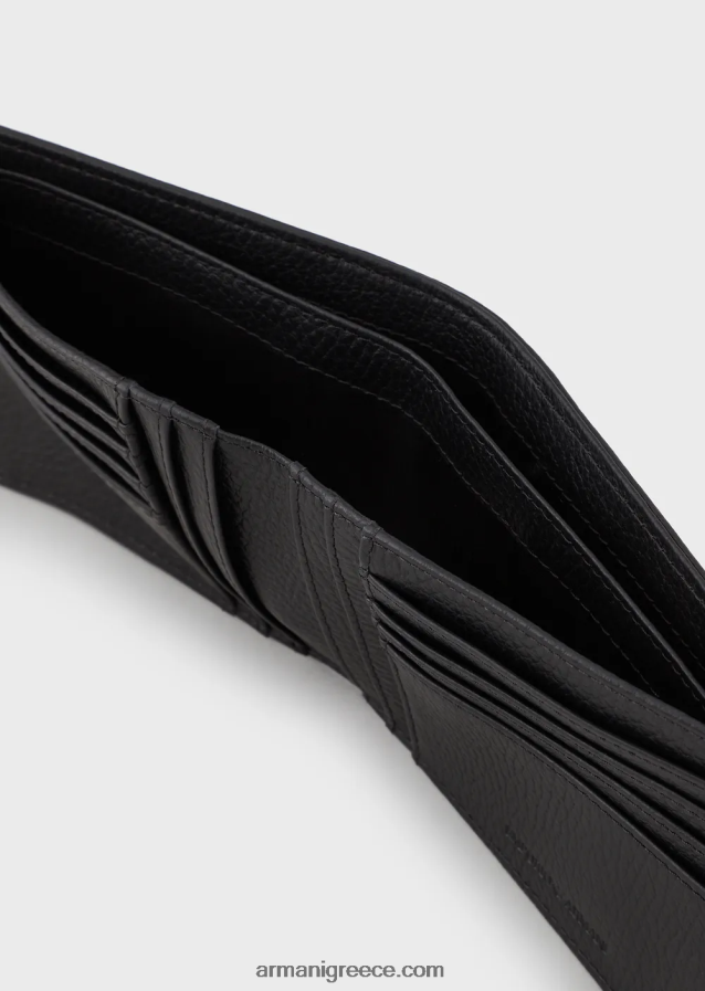 άνδρες Armani δερμάτινο πορτοφόλι οριζόντιας σχεδίασης 4046R62192 μαύρος