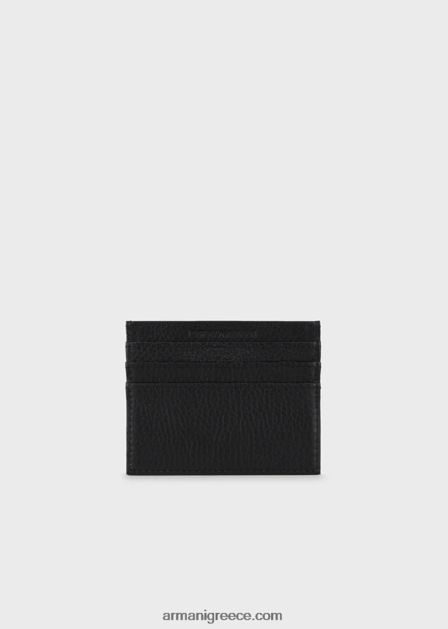 άνδρες Armani πτυσσόμενη δερμάτινη θήκη για κάρτες 4046R62194 μαύρος