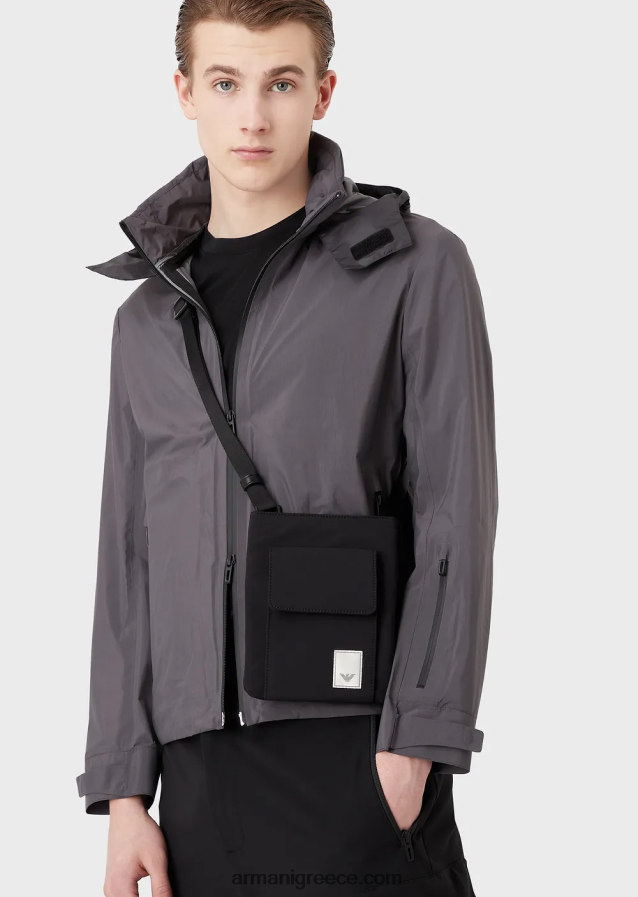 άνδρες Armani αδιάβροχη νάιλον θήκη πρώτης ανάγκης για ταξίδια 4046R62211 βαθύ μαύρο