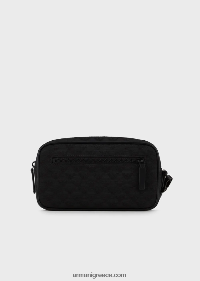 άνδρες Armani νάιλον τσάντα νιπτήρα με ζακάρ αετό παντού 4046R62216 μαύρος