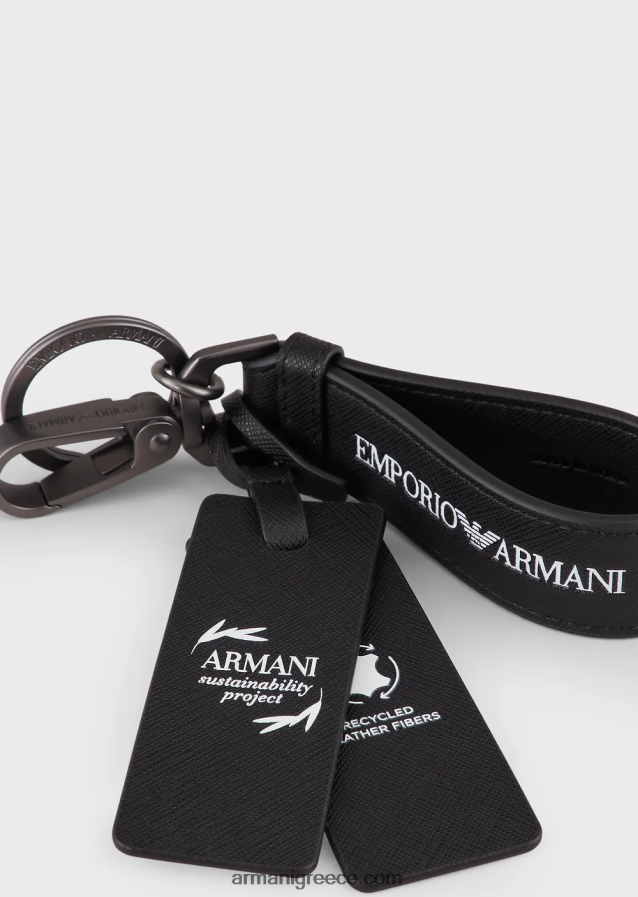 άνδρες Armani Μπρελόκ με στάμπα saffiano, αναγεννημένο δέρμα 4046R62210 μαύρος