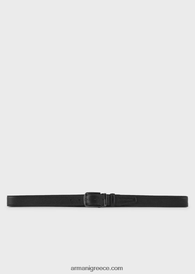 άνδρες Armani αναστρέψιμη ζώνη από βοτσαλωτό δέρμα 4046R62022 μαύρος