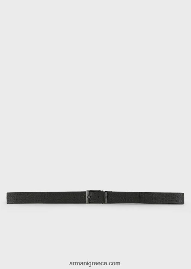 άνδρες Armani αναστρέψιμη δερμάτινη ζώνη σε στάμπα ύφανσης 4046R62025 καφέ