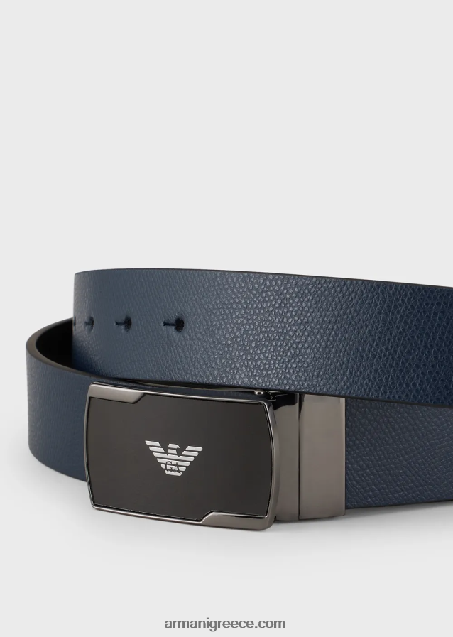 άνδρες Armani αναστρέψιμη ζώνη palmellato-δερμάτινη 4046R61998 μπλε