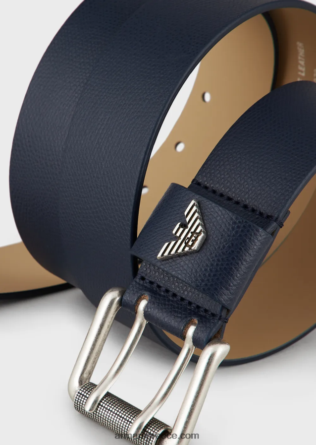 άνδρες Armani εμπριμέ palmellato-δερμάτινη ζώνη 4046R62019 μαύρος