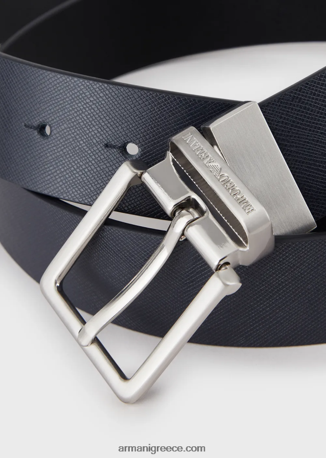 άνδρες Armani κουτί δώρου με αναστρέψιμη ζώνη από δέρμα saffiano και εναλλάξιμη αγκράφα 4046R62008 μπλε