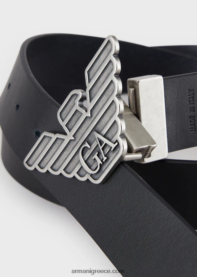 άνδρες Armani κουτί δώρου με αναστρέψιμη ζώνη από δέρμα saffiano και εναλλάξιμη αγκράφα 4046R62008 μπλε