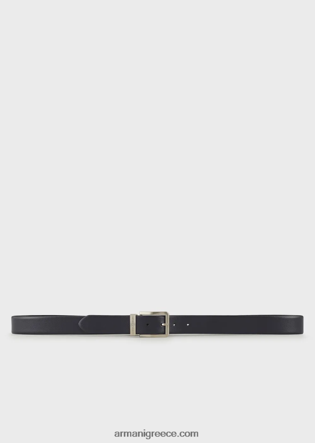 άνδρες Armani αναστρέψιμη δερμάτινη ζώνη saffiano 4046R62026 μπλε