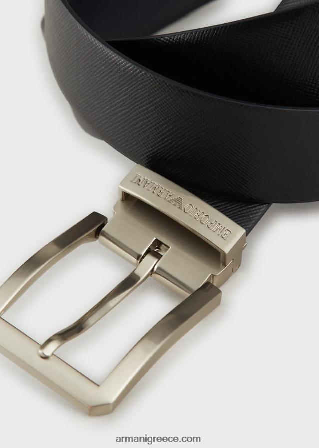 άνδρες Armani αναστρέψιμη δερμάτινη ζώνη saffiano 4046R62026 μπλε