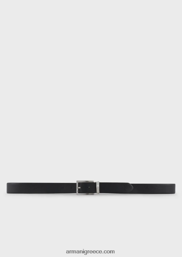 άνδρες Armani κουτί δώρου με αναστρέψιμη ζώνη από δέρμα saffiano και εναλλάξιμη αγκράφα 4046R62030 μαύρος