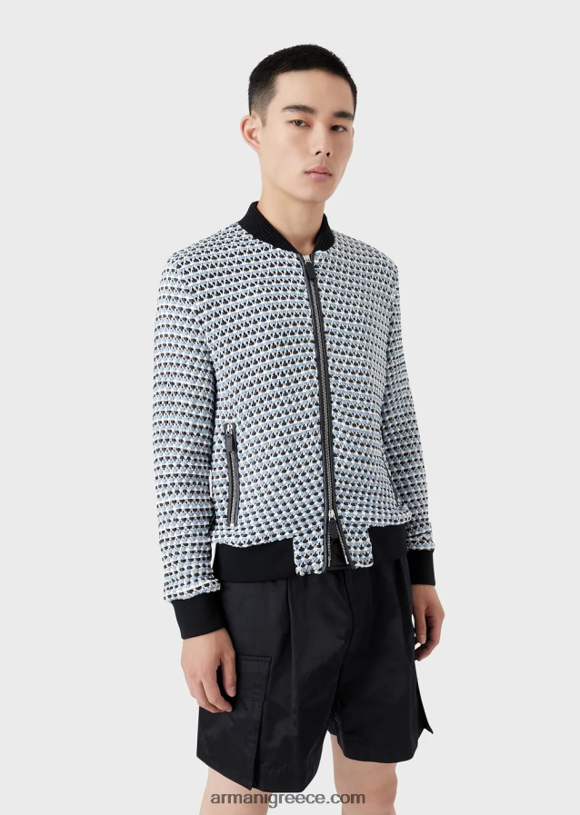 άνδρες Armani Μπλούζον από δέρμα νάπα από δέρμα αρνιού με υφαντό 3d εφέ 4046R61291