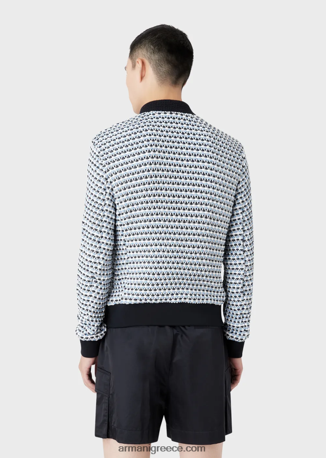 άνδρες Armani Μπλούζον από δέρμα νάπα από δέρμα αρνιού με υφαντό 3d εφέ 4046R61291