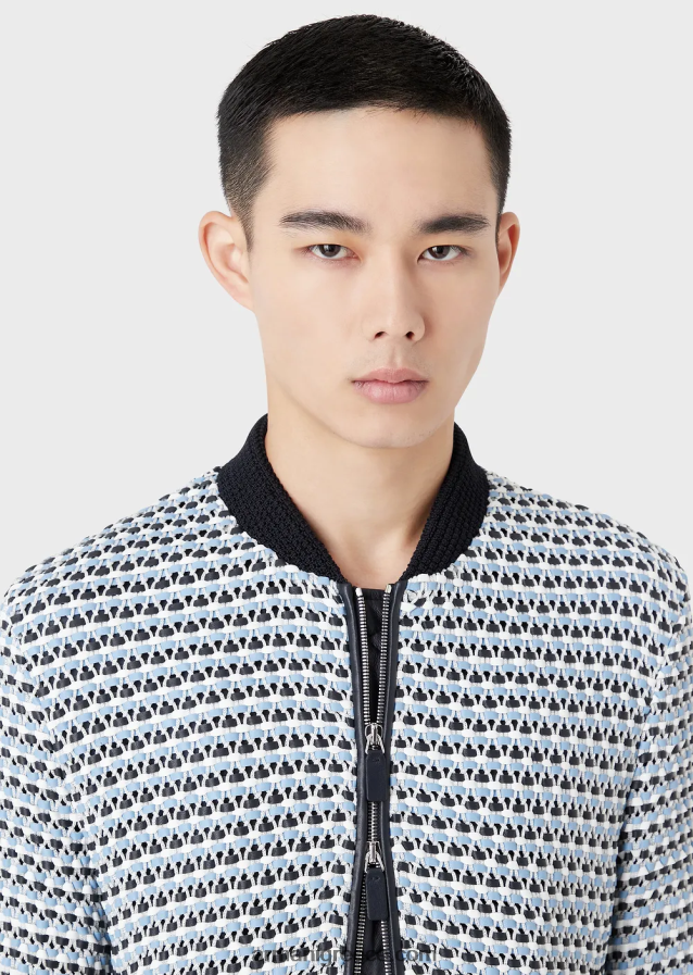 άνδρες Armani Μπλούζον από δέρμα νάπα από δέρμα αρνιού με υφαντό 3d εφέ 4046R61291