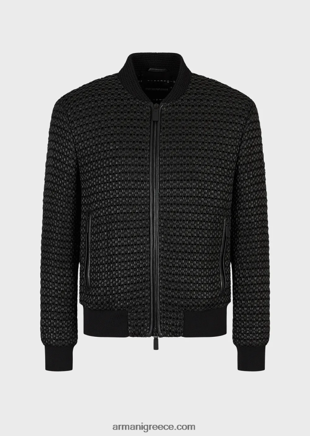 άνδρες Armani Μπλούζον από δέρμα νάπα από δέρμα αρνιού με υφαντό 3d εφέ 4046R61292