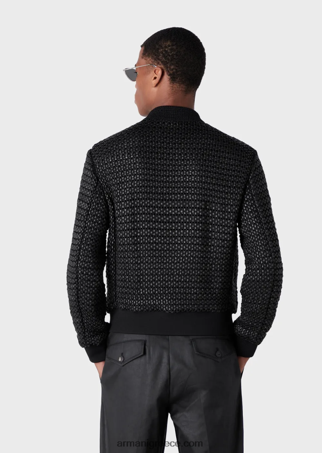 άνδρες Armani Μπλούζον από δέρμα νάπα από δέρμα αρνιού με υφαντό 3d εφέ 4046R61292