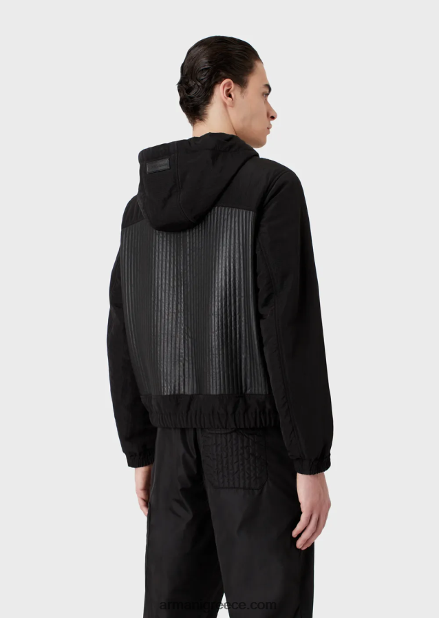 άνδρες Armani Μπλούζον από δέρμα νάπας με υδατοαπωθητικά νάιλον ένθετα 4046R61286 μαύρος