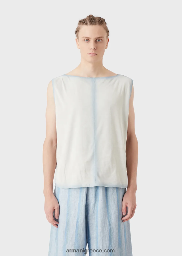 άνδρες Armani ελαφρύ σουέτ τοπ από δέρμα κατσίκας με χειροποίητο εφέ ντεγκραντέ 4046R61294 πάγος