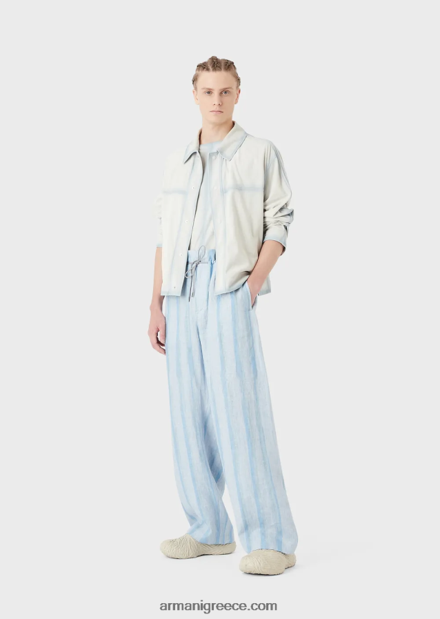 άνδρες Armani ελαφρύ σουέτ τοπ από δέρμα κατσίκας με χειροποίητο εφέ ντεγκραντέ 4046R61294 πάγος