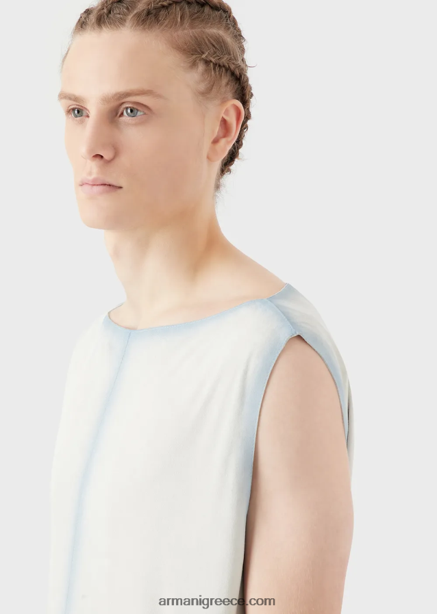 άνδρες Armani ελαφρύ σουέτ τοπ από δέρμα κατσίκας με χειροποίητο εφέ ντεγκραντέ 4046R61294 πάγος