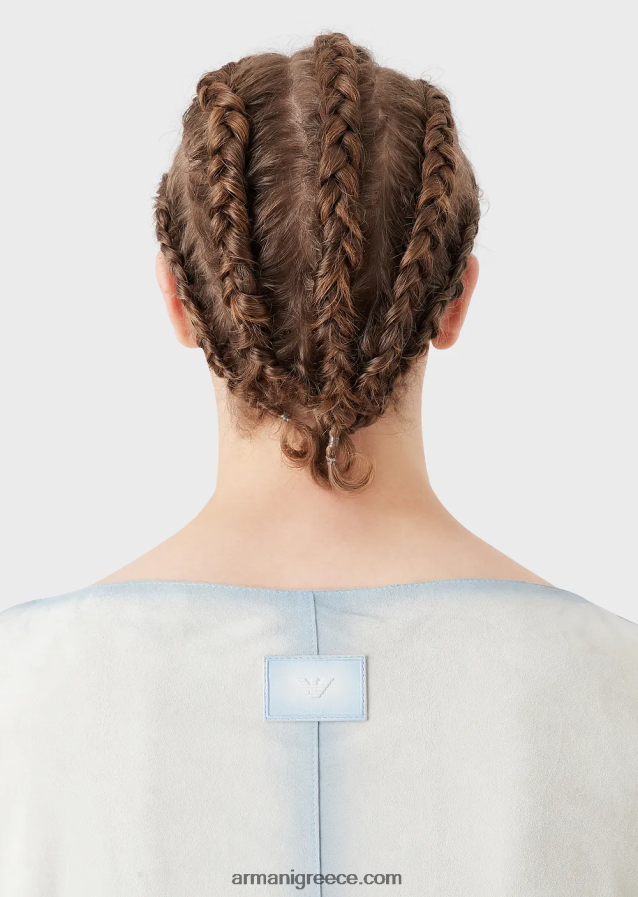 άνδρες Armani ελαφρύ σουέτ τοπ από δέρμα κατσίκας με χειροποίητο εφέ ντεγκραντέ 4046R61294 πάγος