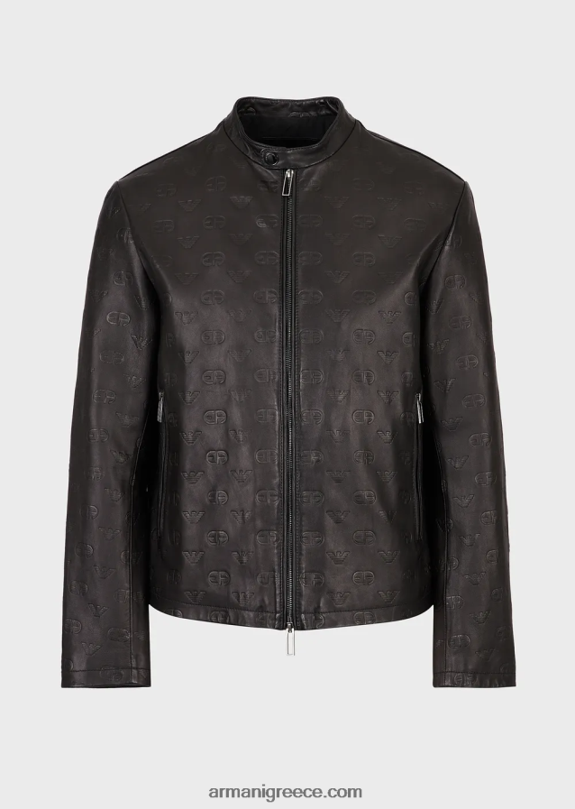 άνδρες Armani Σακάκι με φερμουάρ σε όλο το ανάγλυφο λογότυπο ea 4046R61288 μαύρος