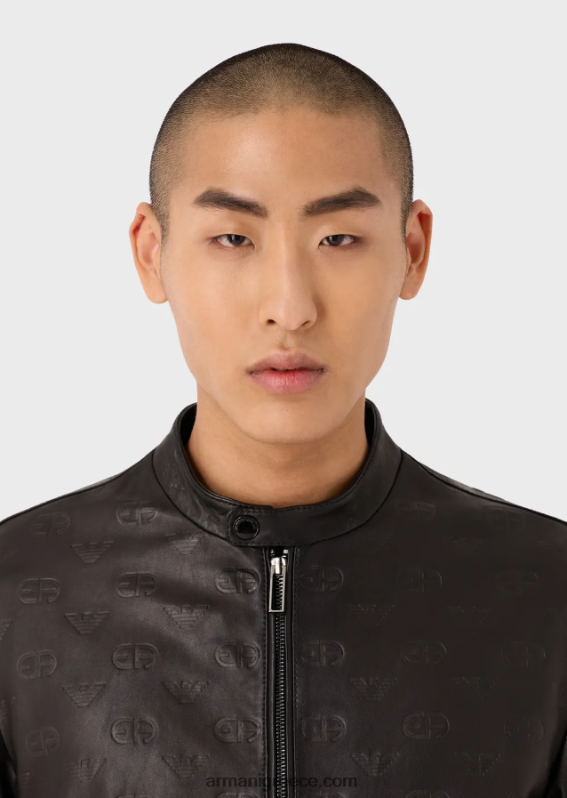 άνδρες Armani Σακάκι με φερμουάρ σε όλο το ανάγλυφο λογότυπο ea 4046R61288 μαύρος