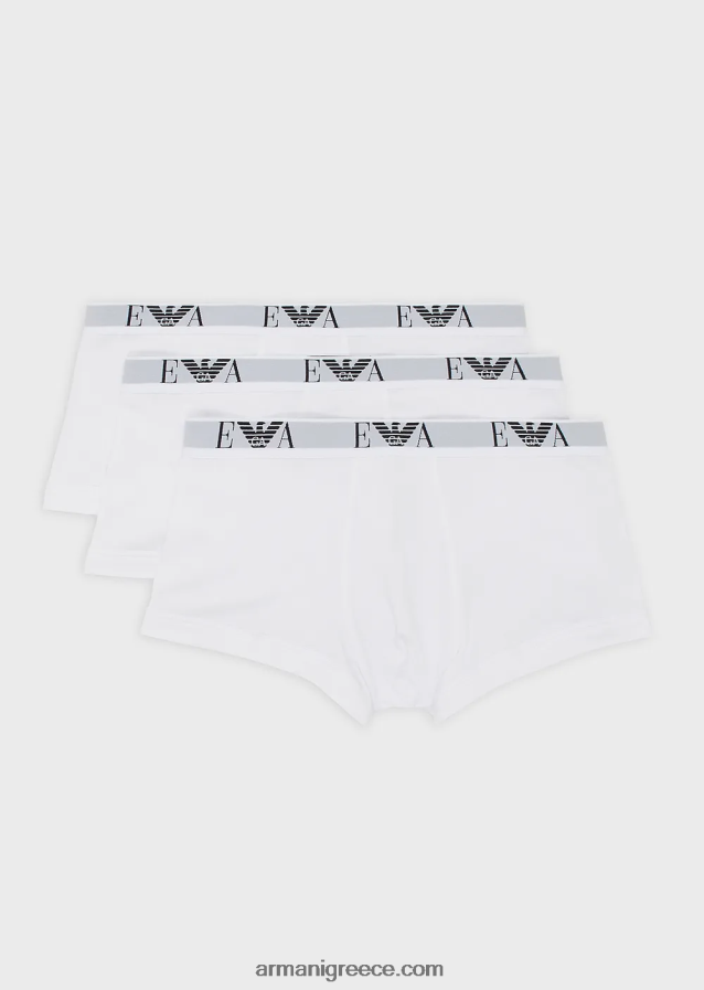 άνδρες Armani συσκευασίες τριών σλιπ μποξεράκι με βασικό λογότυπο μονόγραμμα 4046R61753 άσπρο