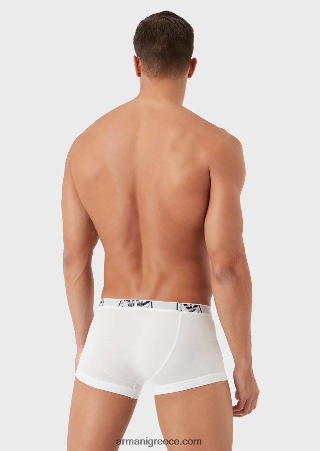 άνδρες Armani συσκευασίες τριών σλιπ μποξεράκι με βασικό λογότυπο μονόγραμμα 4046R61753 άσπρο
