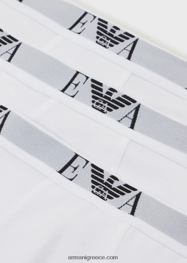 άνδρες Armani συσκευασίες τριών σλιπ μποξεράκι με βασικό λογότυπο μονόγραμμα 4046R61753 άσπρο