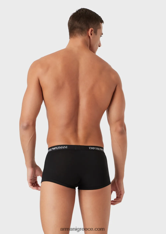 άνδρες Armani συσκευασίες τριών σλιπ μποξεράκι από καθαρό βαμβάκι 4046R61755 μαύρος