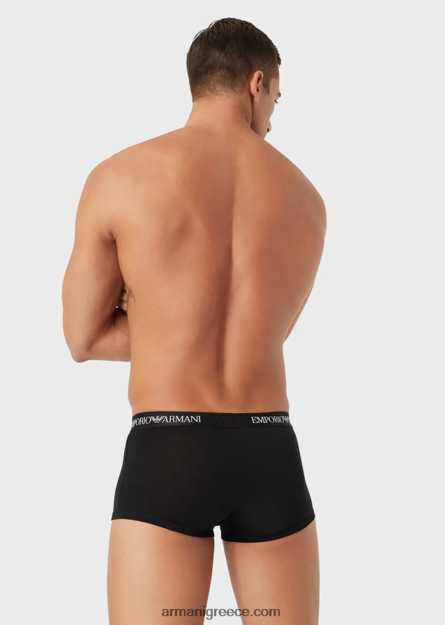 άνδρες Armani συσκευασίες τριών σλιπ μποξεράκι από καθαρό βαμβάκι 4046R61756 ναυτικό μπλε