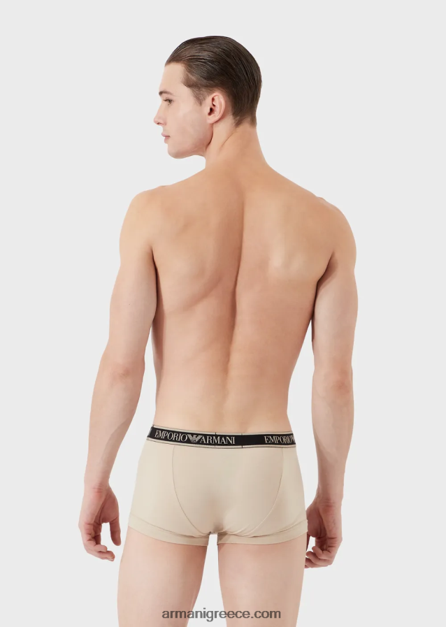 άνδρες Armani τριών σλιπ μποξεράκι με κορδόνι λογότυπο στη μέση 4046R61759 μαύρος