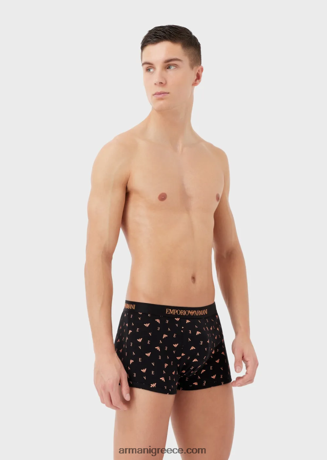 άνδρες Armani συσκευασίες τριών σλιπ μποξεράκι από καθαρό βαμβάκι 4046R61762 μαύρος