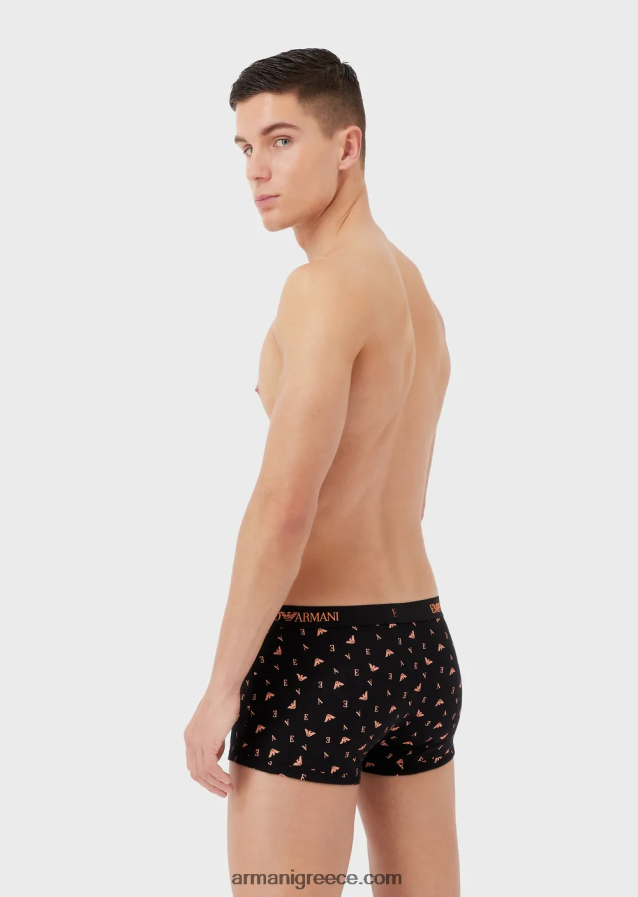 άνδρες Armani συσκευασίες τριών σλιπ μποξεράκι από καθαρό βαμβάκι 4046R61762 μαύρος