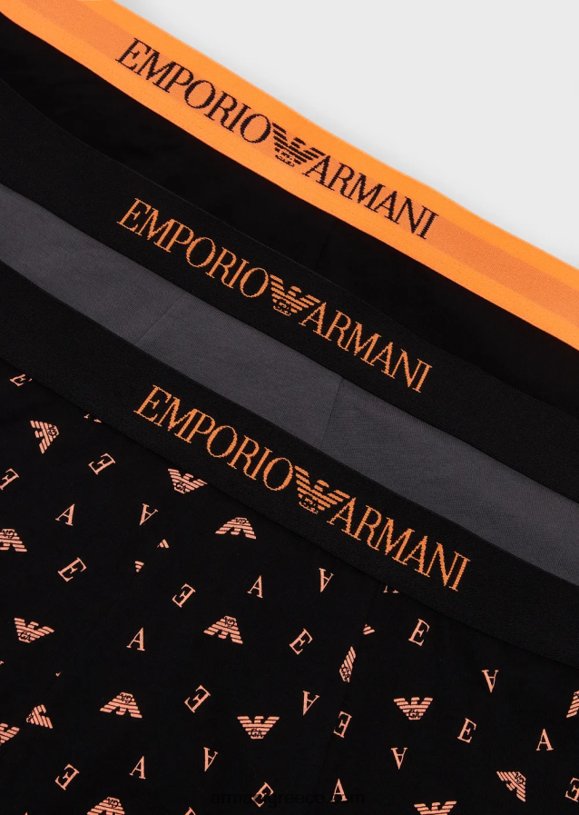 άνδρες Armani συσκευασίες τριών σλιπ μποξεράκι από καθαρό βαμβάκι 4046R61762 μαύρος