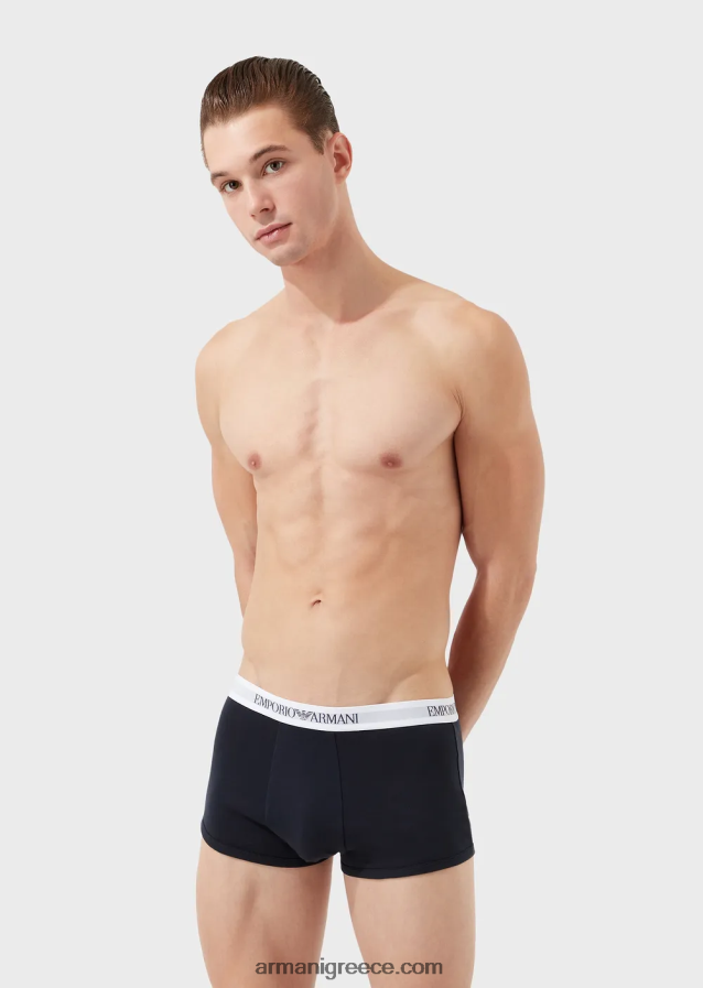 άνδρες Armani συσκευασίες τριών σλιπ μποξεράκι από καθαρό βαμβάκι 4046R61763 μπλε