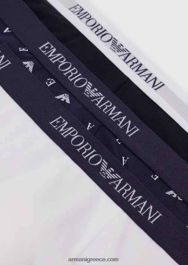 άνδρες Armani συσκευασίες τριών σλιπ μποξεράκι από καθαρό βαμβάκι 4046R61763 μπλε