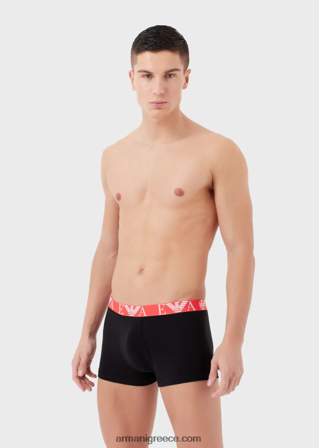 άνδρες Armani σλιπ μπόξερ με έντονο μονόγραμμα στη μέση 4046R61768 μαύρος