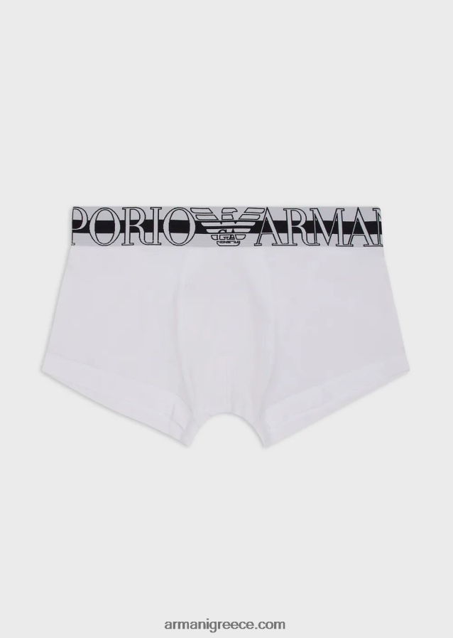 άνδρες Armani σλιπ μποξερ από οργανικό βαμβάκι με μεγάλο λογότυπο 4046R61771 άσπρο