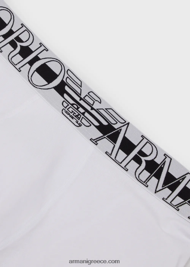 άνδρες Armani σλιπ μποξερ από οργανικό βαμβάκι με μεγάλο λογότυπο 4046R61771 άσπρο